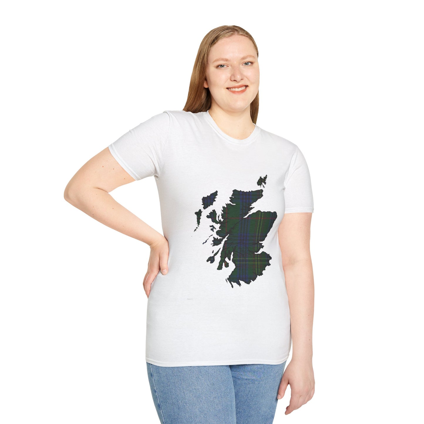 Scotland Tartan Map Softstyle Unisex T-Shirt - Kennedy Tartan Tee