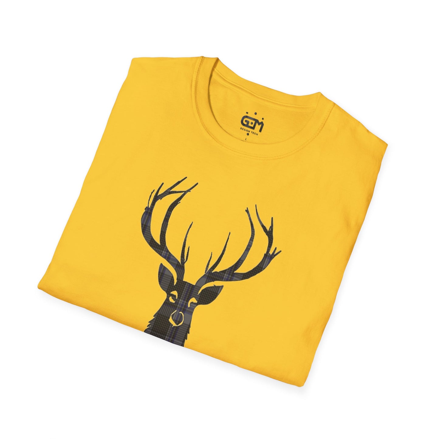 Tartan Stag Softstyle T-Shirt - Hood Tartan, Unisex Tee, Scottish Scenery, Various Colours