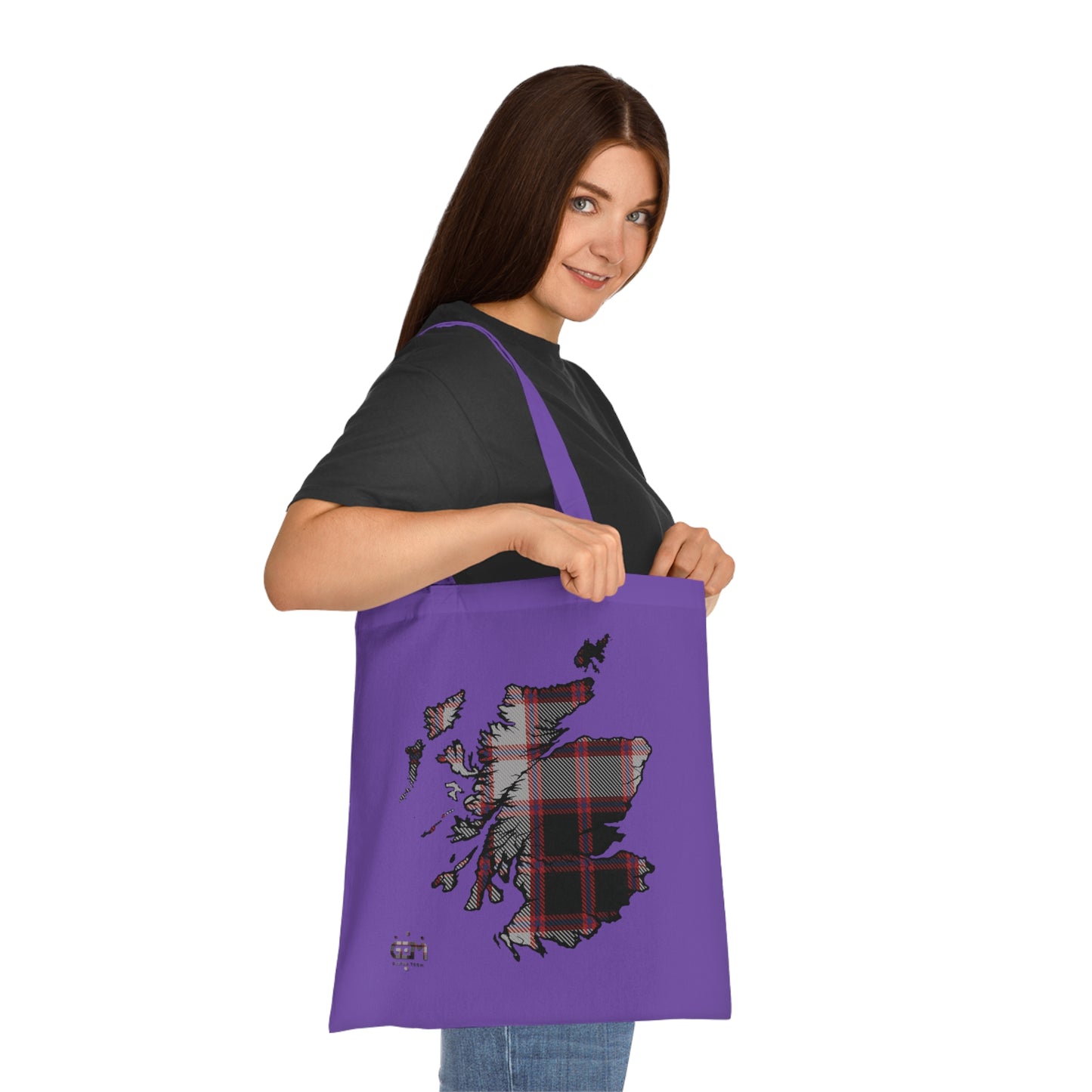 Reversible Scotland Tartan Map Cotton Tote Bag - MacPherson Tartan