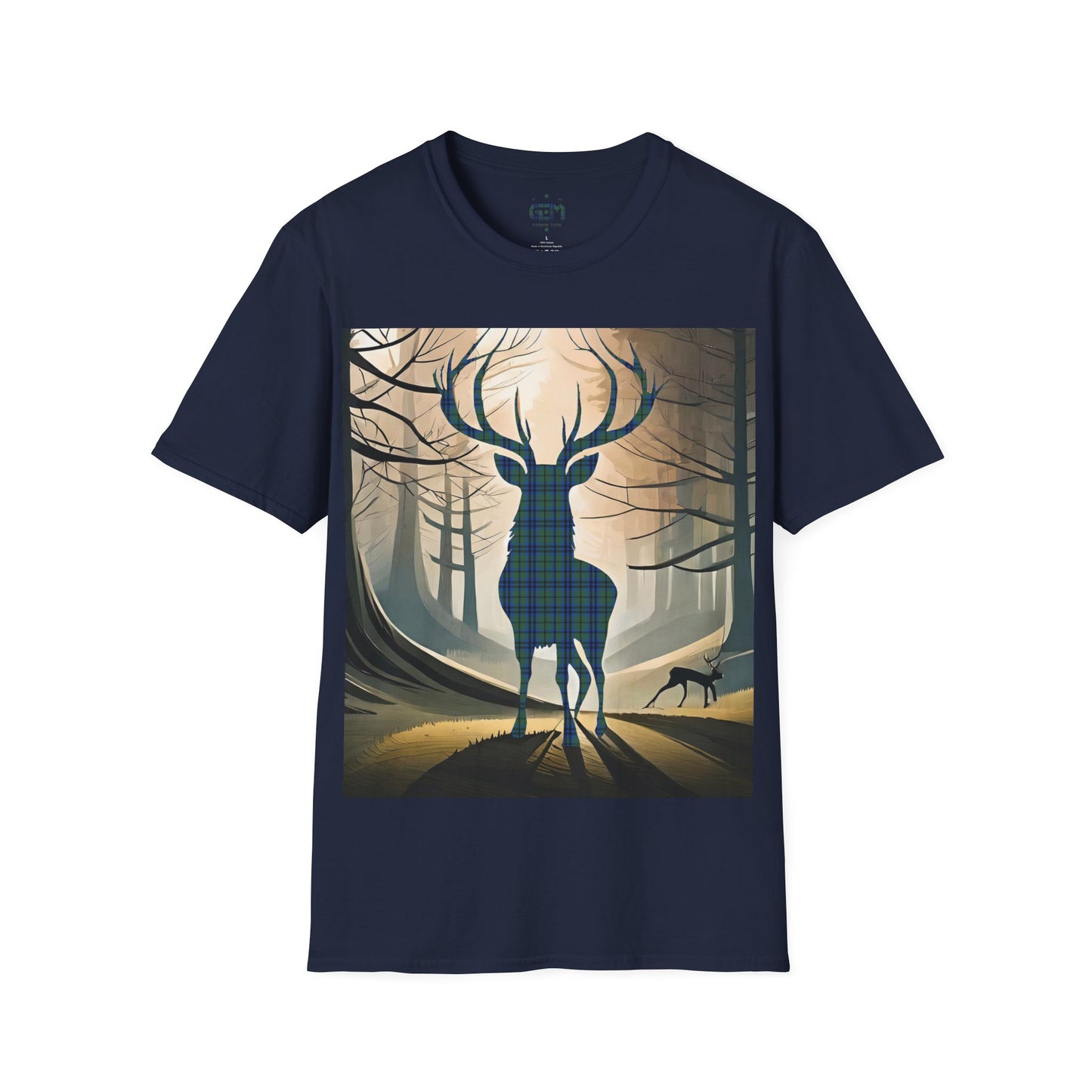 Stag Tartan Silhouette Softstyle T-Shirt - Keith Tartan, Unisex Tee, Scottish Scenery, Various Colours