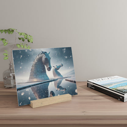 Winter Collection Gallery Stand Kelpies, Oak Picture Stand, Scotland Art, Scenery, Landmarks, Various Sizes