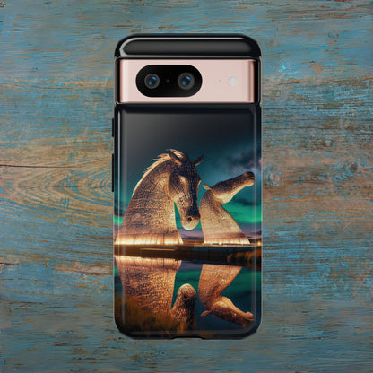 Kelpies Northern Lights Art Phone Case, Scotland, Google