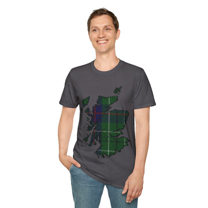 Scotland Tartan Map Softstyle Unisex T-Shirt, Duncan Tartan, Various Colours