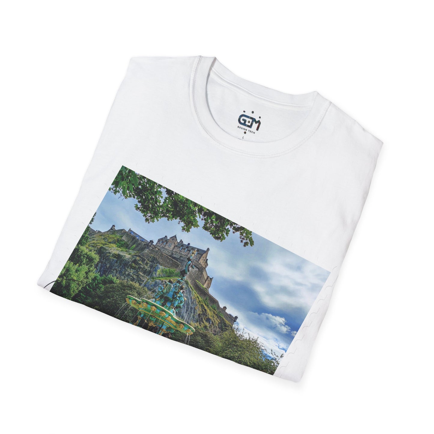 Postcard Ross Fountain & Edinburgh Castle Photo Softstyle T-Shirt, Unisex Tee, Scotland Shirt, Various Colours