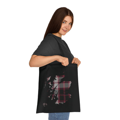 Reversible Scotland Tartan Map Cotton Tote Bag - MacPherson Tartan