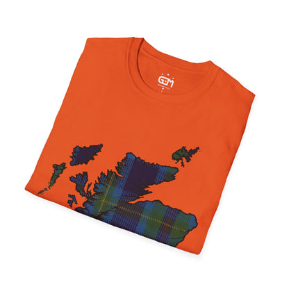 Scotland Tartan Map Softstyle Unisex T-Shirt, Miller Tartan, Various Colours