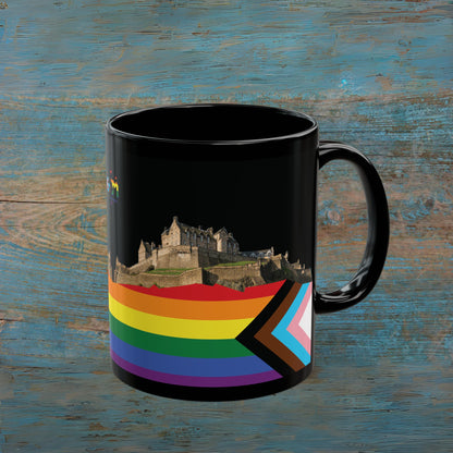 Pride Progress Rock Edinburgh Castle Photo Mug, Black