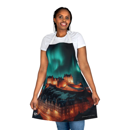 Edinburgh Castle Northern Lights Apron, Scotland Apron, Scottish Art, Scotland Landmarks, Cooking Apparel, Chef Accessory, Edinburgh