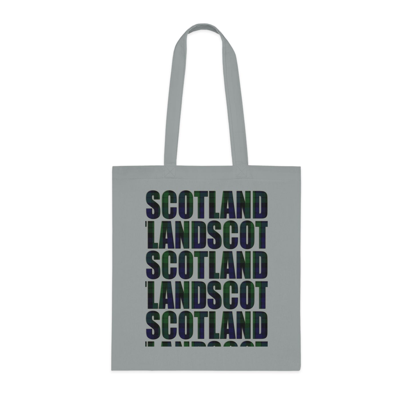 Reversible Scotland Tartan Map Cotton Tote Bag - Black Watch Tartan