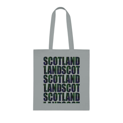 Reversible Scotland Tartan Map Cotton Tote Bag - Black Watch Tartan