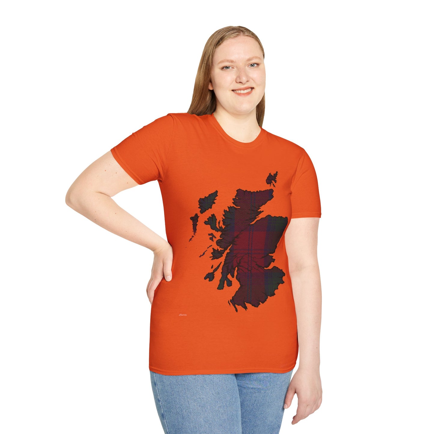 Scotland Tartan Map Softstyle Unisex T-Shirt, Lindsay Tartan, Various Colours