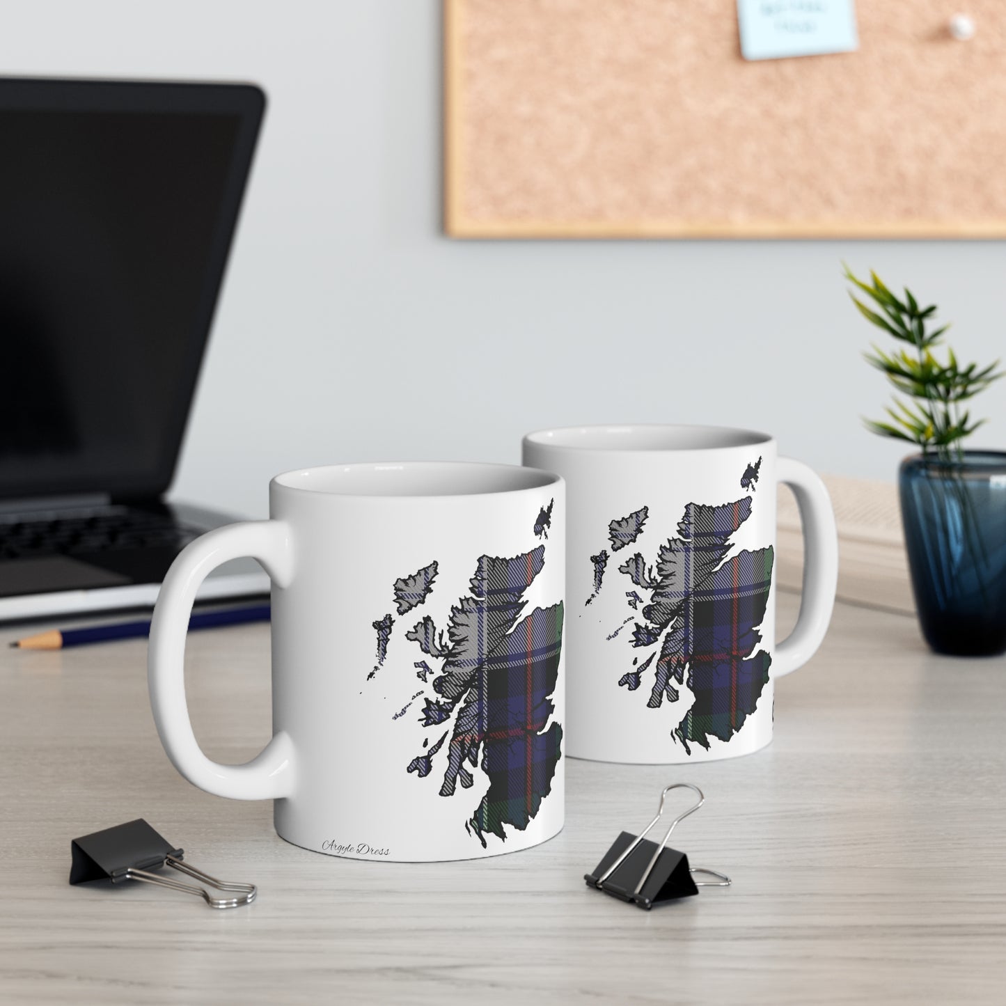 Scotland Map Mug 11oz, Argyle Dress Tartan