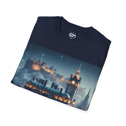 Edinburgh in Winter Softstyle T-Shirt, Unisex Tee, Scotland Shirt, Scottish Landmark, Nature, Scenery, Various Colours