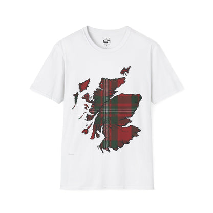 Scotland Tartan Map Softstyle Unisex T-Shirt, MacGregor Tartan, Various Colours