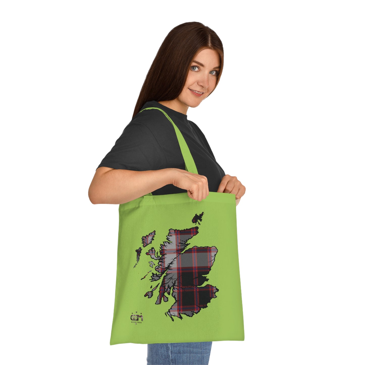 Reversible Scotland Tartan Map Cotton Tote Bag - MacPherson Tartan