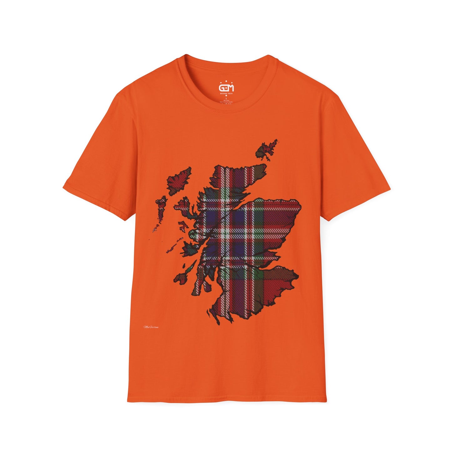 Scotland Tartan Map Softstyle Unisex T-Shirt, MacFarlane Tartan, Various Colours