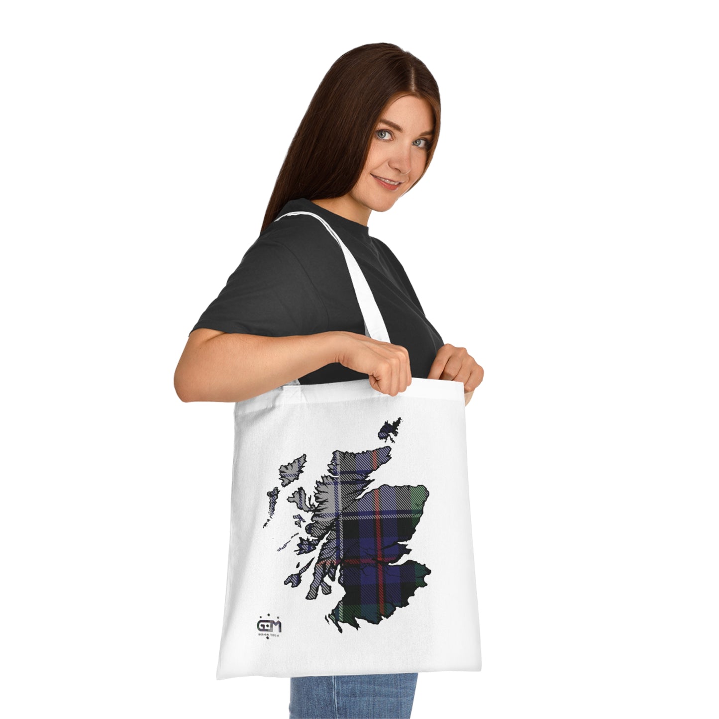 Reversible Scotland Tartan Map Cotton Tote Bag - Argyle Dress Tartan