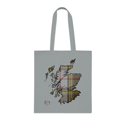 Reversible Scotland Tartan Map Cotton Tote Bag - Buchanan Tartan