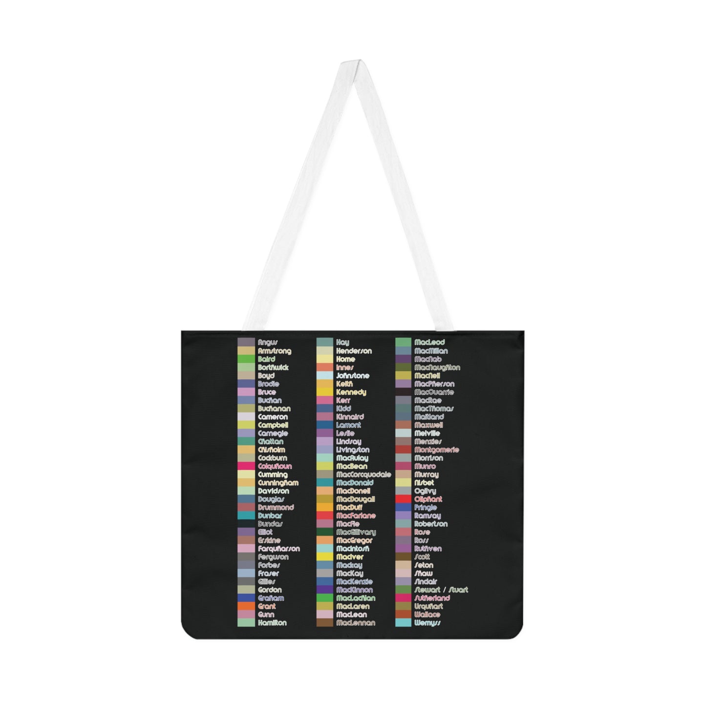 Scotland Map of Clans Shoulder Tote Bag, Black