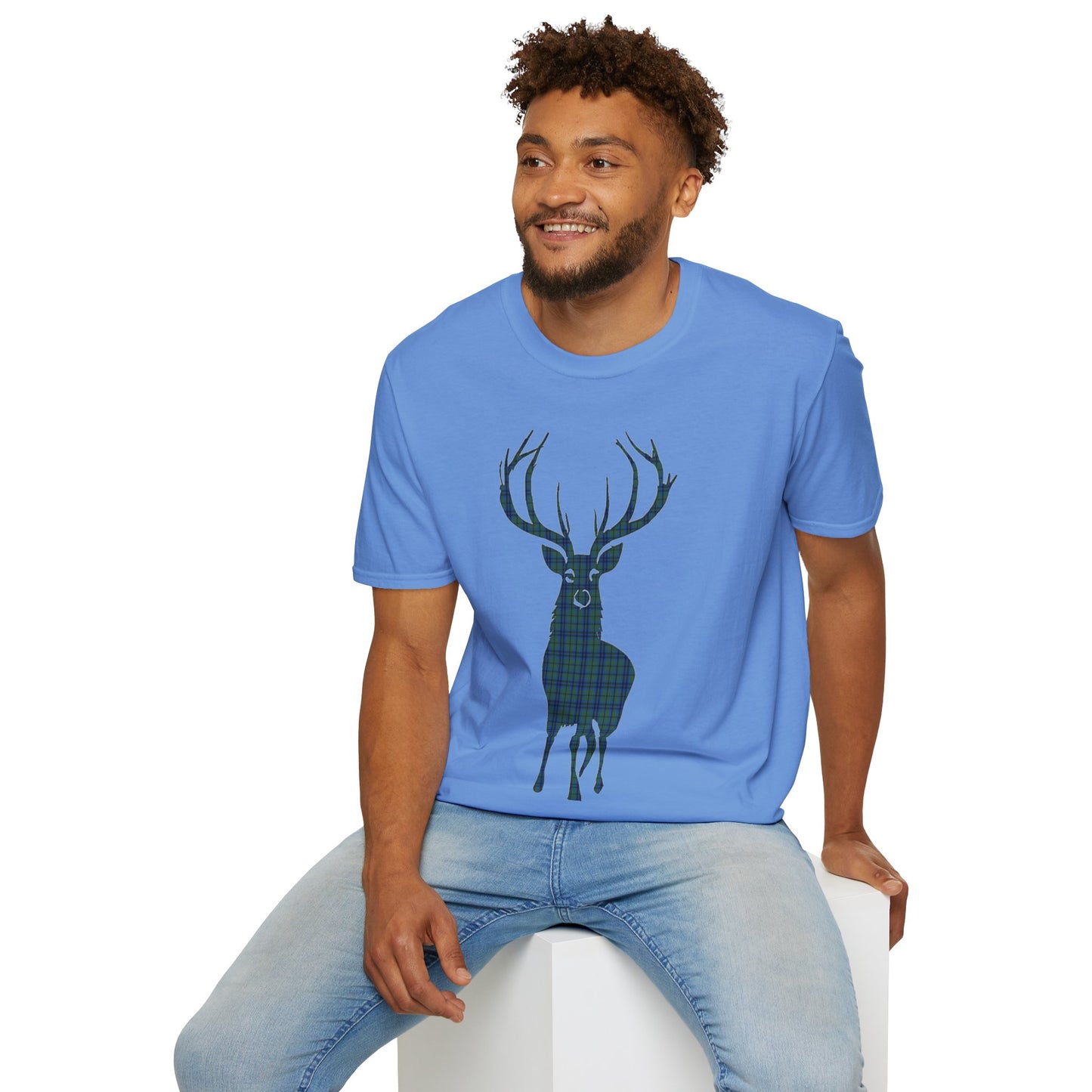 Tartan Stag Softstyle T-Shirt - Keith Tartan, Unisex Tee, Scottish Scenery, Various Colours