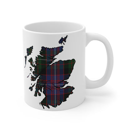 Scotland Tartan Map Mug - Rankin Tartan, Various Sizes