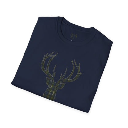 Tartan Stag Softstyle T-Shirt - Campbell Tartan, Unisex Tee, Scottish Scenery, Various Colours