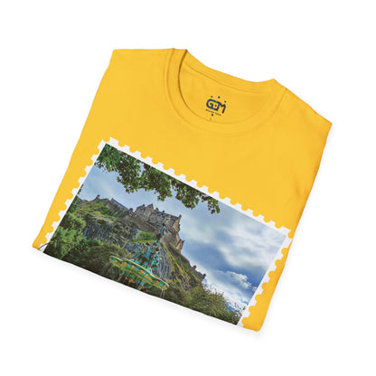 Postcard Ross Fountain & Edinburgh Castle Photo Softstyle T-Shirt, Unisex Tee, Scotland Shirt, Various Colours