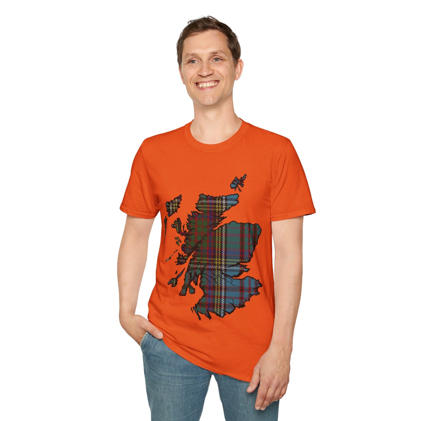 Scotland Tartan Map Softstyle Unisex T-Shirt, Anderson Tartan, Various Colours