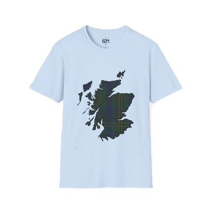 Scotland Tartan Map Softstyle Unisex T-Shirt - Kennedy Tartan Tee