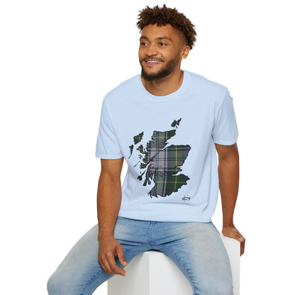 Tartan Scotland Map Softstyle Unisex T-Shirt - Gordon Dress Tartan Tee