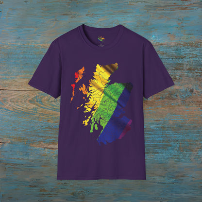 Pride Flag Clan Regions Scotland Map Unisex T-Shirt, Various Colours