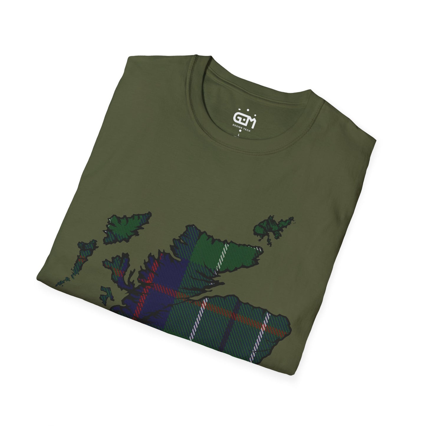 Scotland Tartan Map Softstyle Unisex T-Shirt, Duncan Tartan, Various Colours