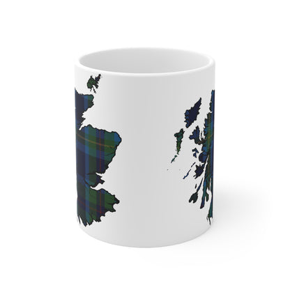 Miller Tartan Scotland Map Mug, Coffee Cup, Tea Cup, Scotland, White