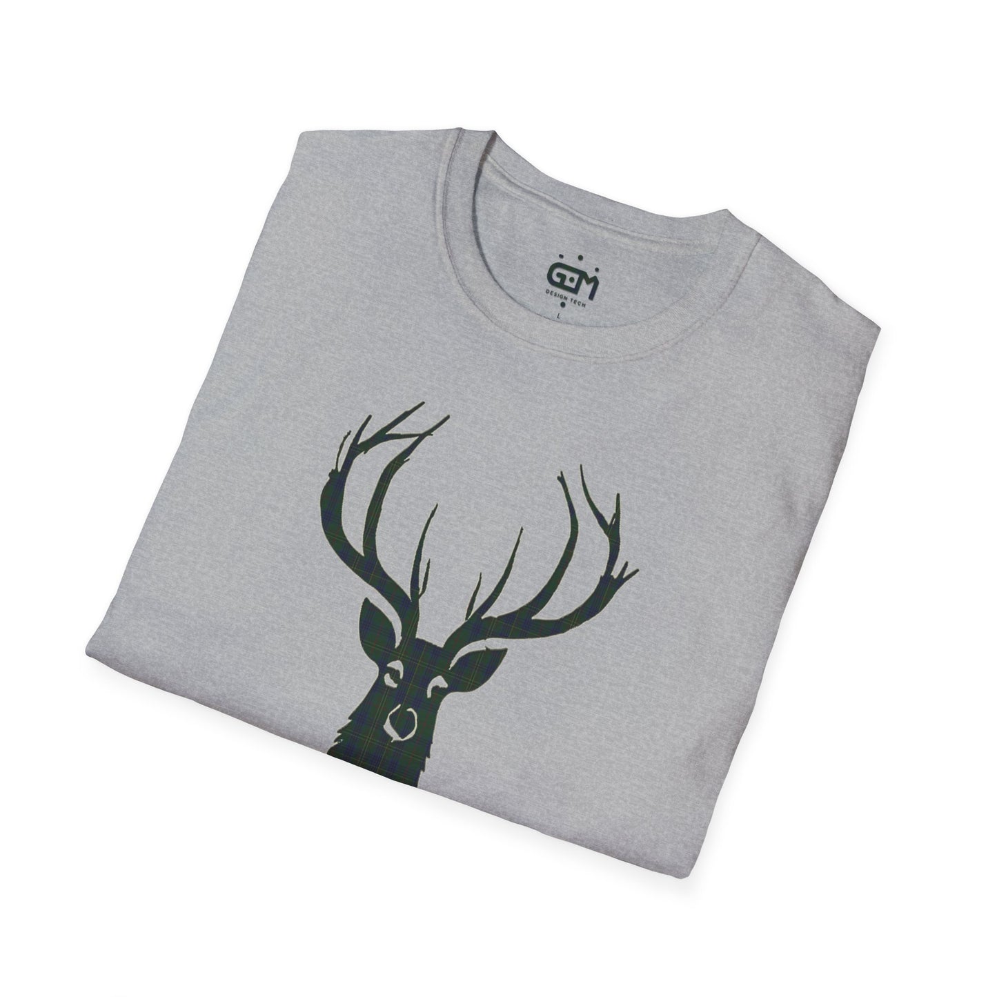 Tartan Stag Softstyle T-Shirt - Kennedy Tartan, Unisex Tee, Scottish Scenery, Various Colours