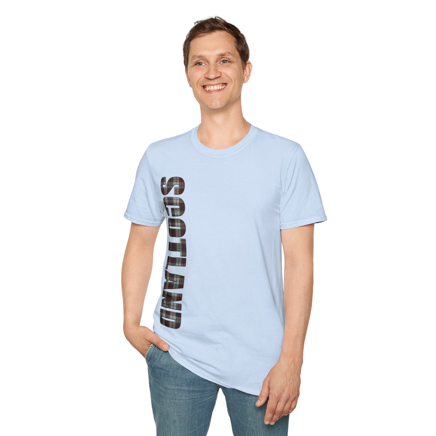 Scotland Lettering Fraser Tartan Softstyle T-Shirt, Unisex Tee, Various Colours