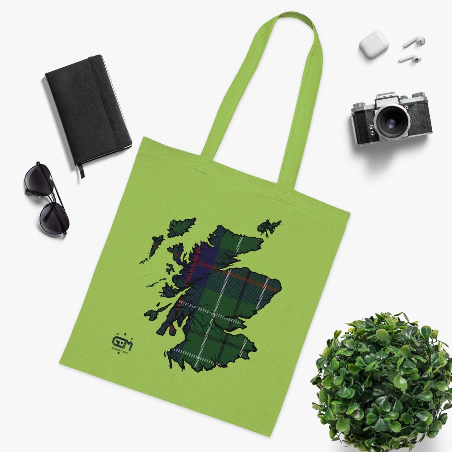 Reversible Scotland Tartan Map Cotton Tote Bag - Duncan Tartan