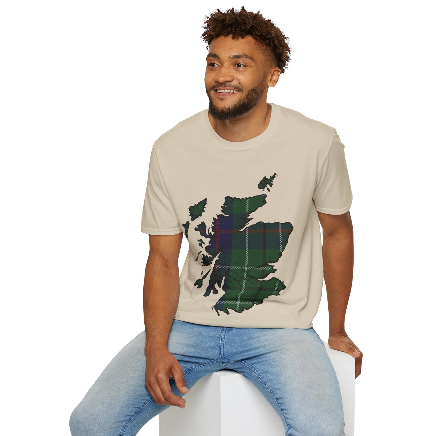 Scotland Tartan Map Softstyle Unisex T-Shirt, Duncan Tartan, Various Colours