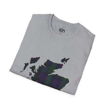 Scotland Tartan Map Softstyle Unisex T-Shirt - Argyle Tartan Tee