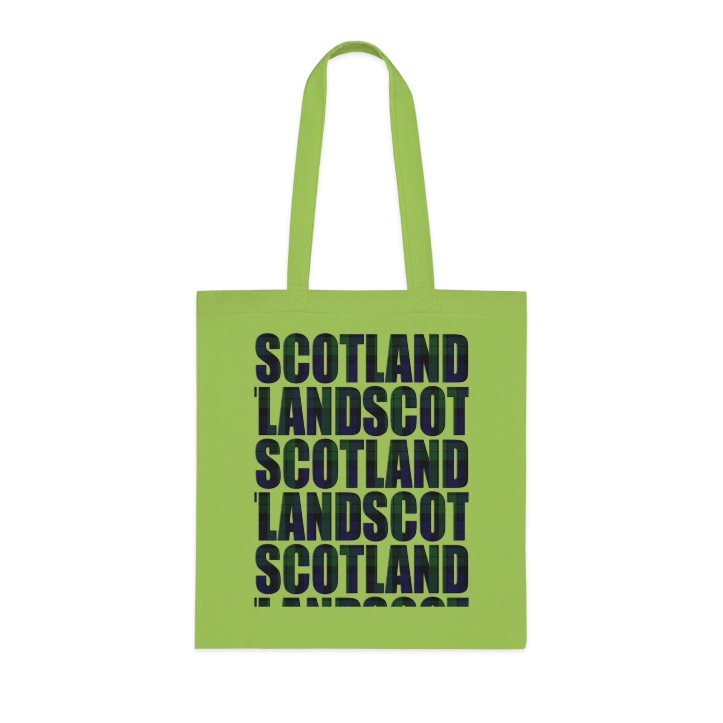 Reversible Scotland Tartan Map Cotton Tote Bag - Black Watch Tartan