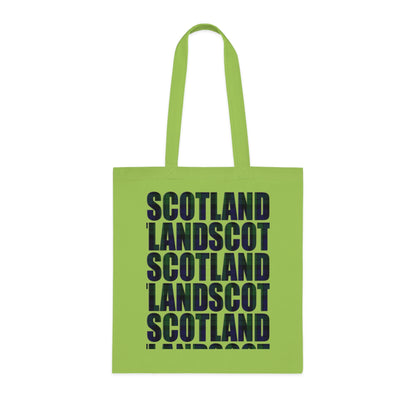 Reversible Scotland Tartan Map Cotton Tote Bag - Black Watch Tartan