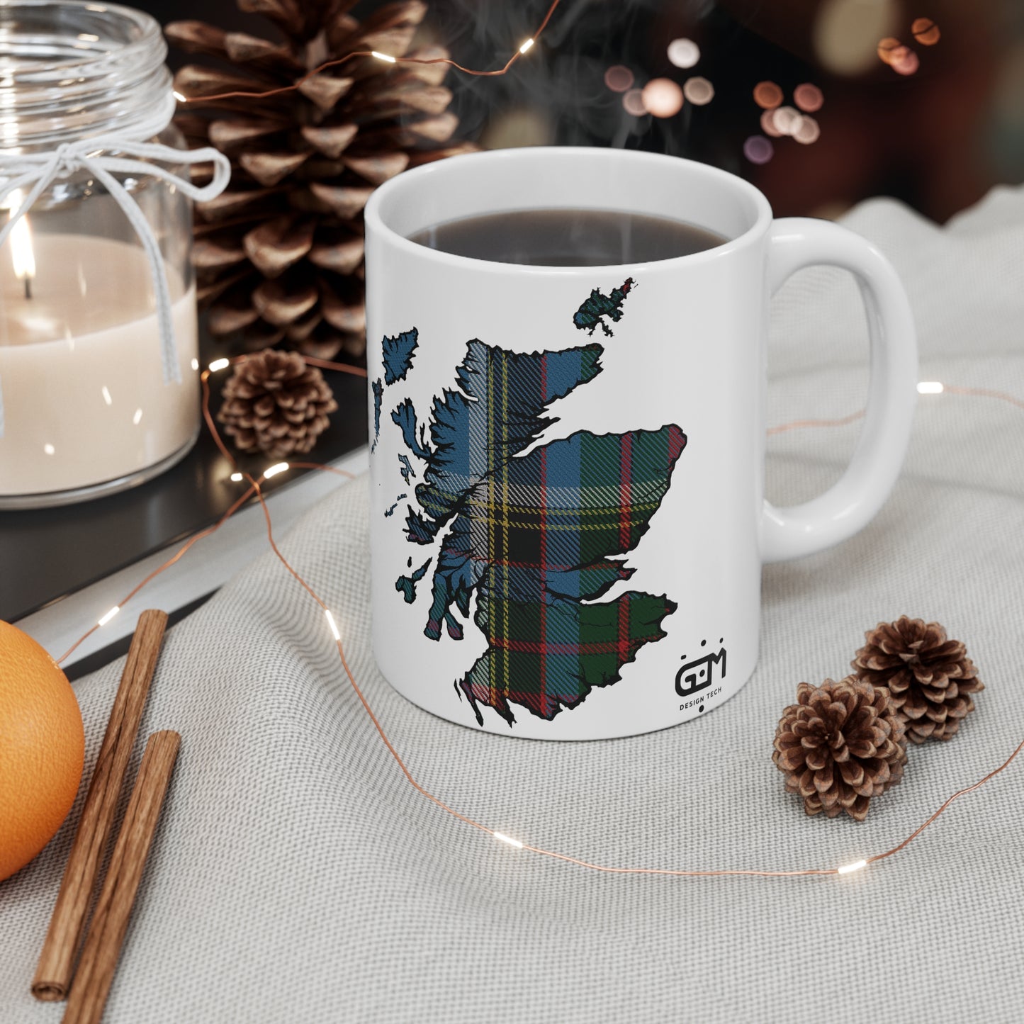 Anderson Old Tartan Scotland Map Mug, Coffee Cup, Tea Cup, Scotland, White