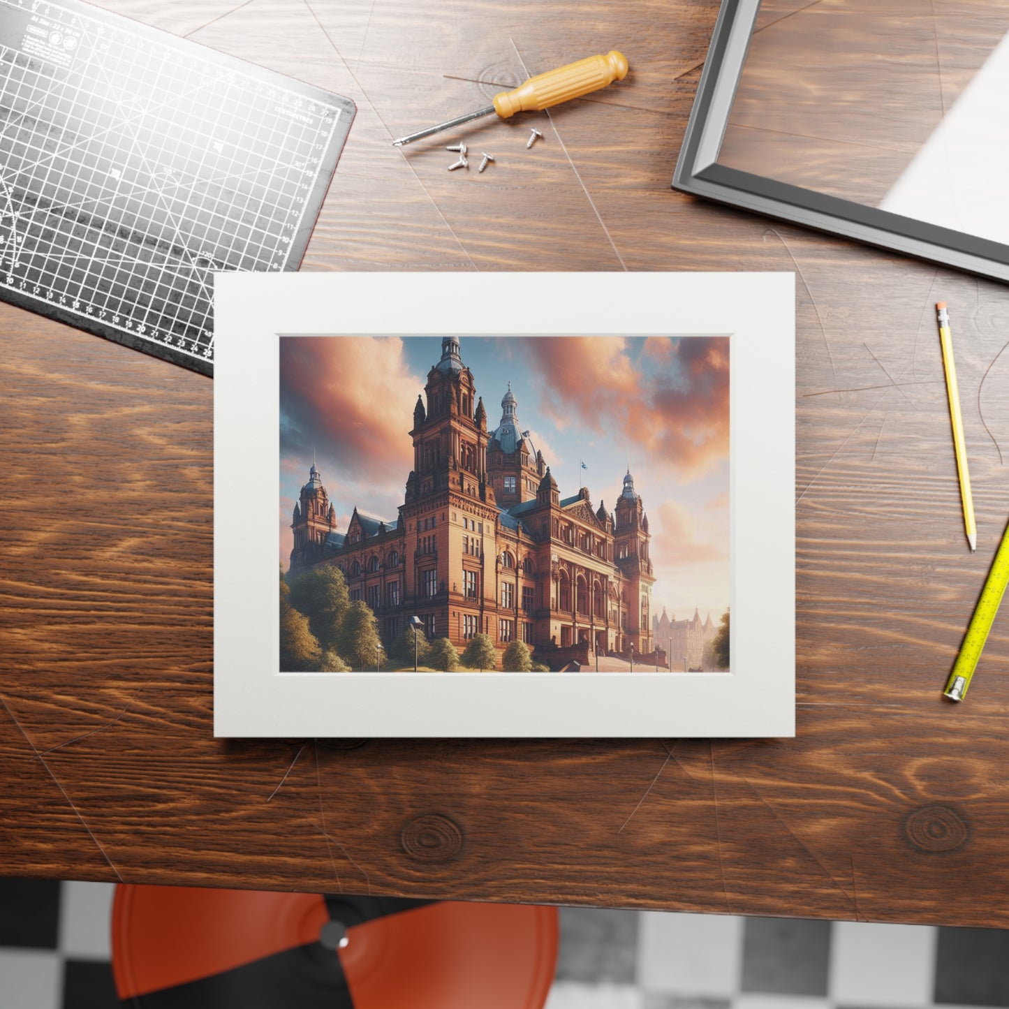 Glasgow's Kelvingrove Fine Art Print, Scotland Art, Paper Frame, Various Sizes, Horizontal