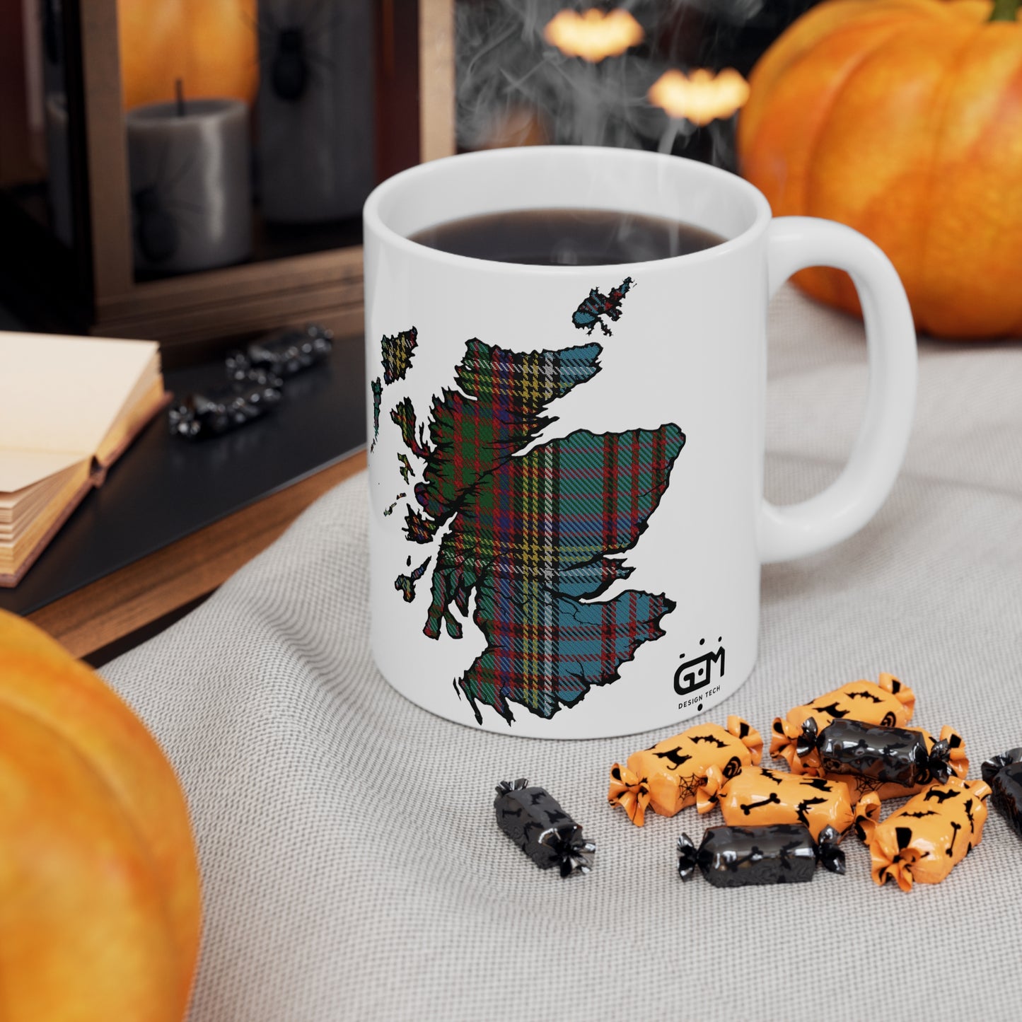 Anderson Tartan Scotland Map Mug, Coffee Cup, Tea Cup, Scotland, White