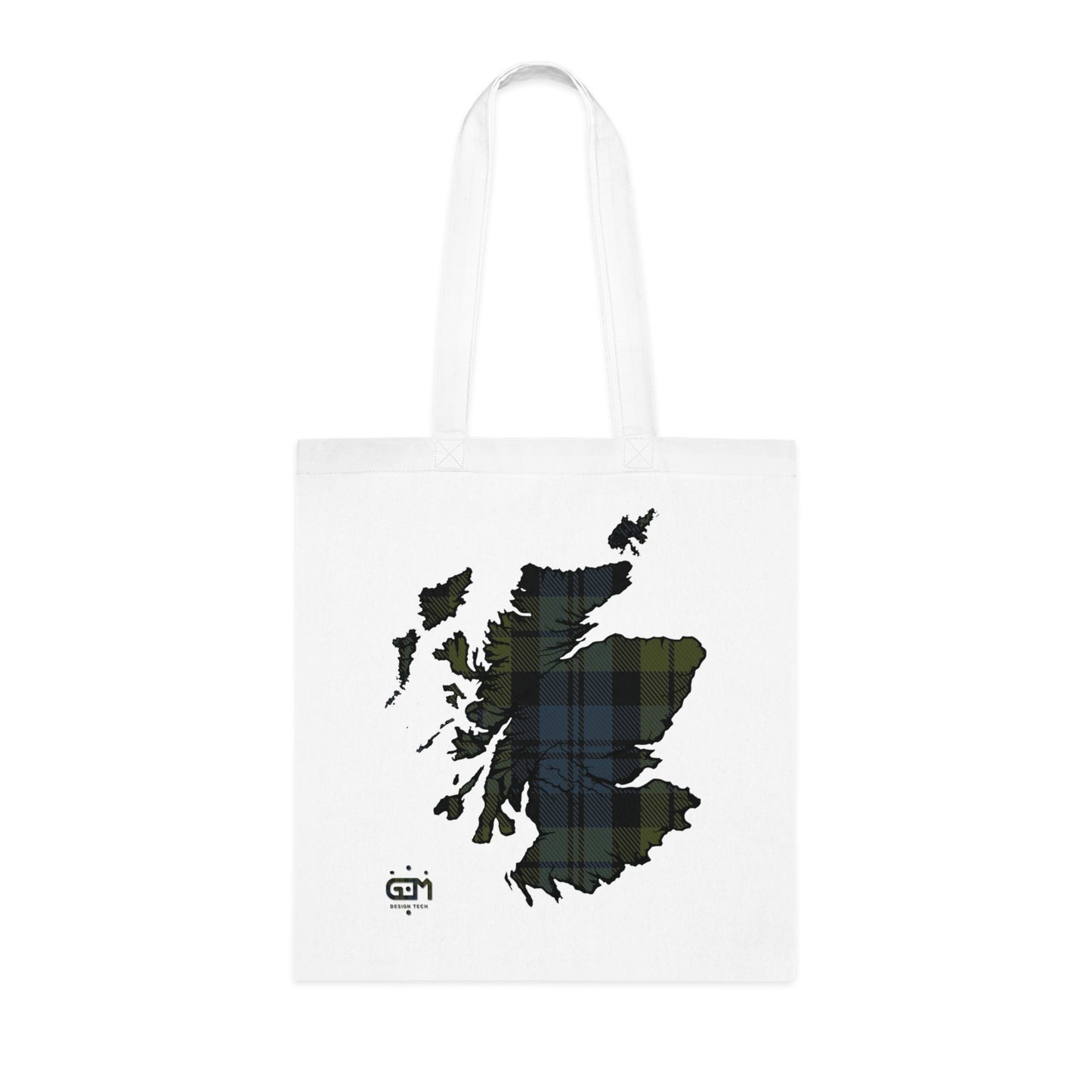 Reversible Scotland Tartan Map Cotton Tote Bag - Campbell Tartan