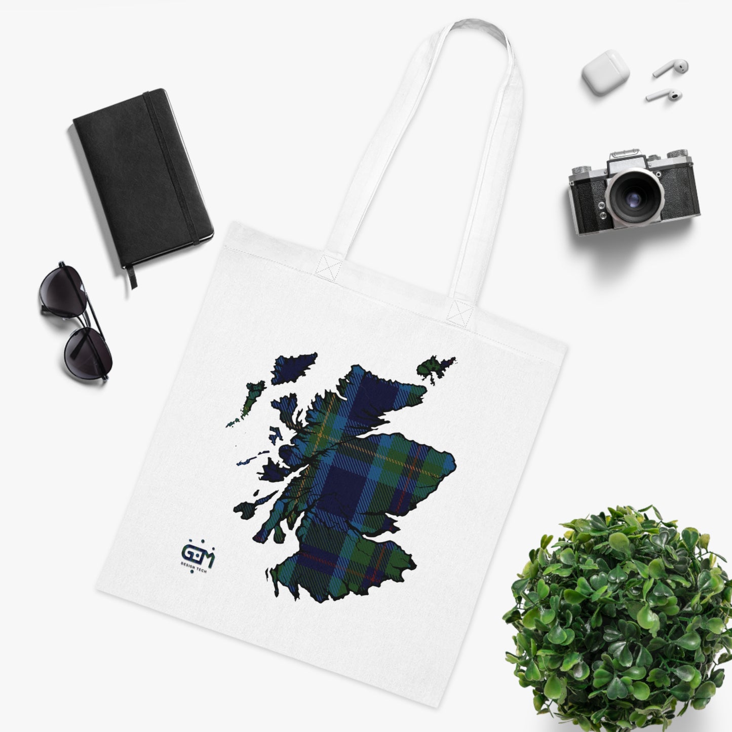 Reversible Scotland Tartan Map Cotton Tote Bag - Miller Tartan