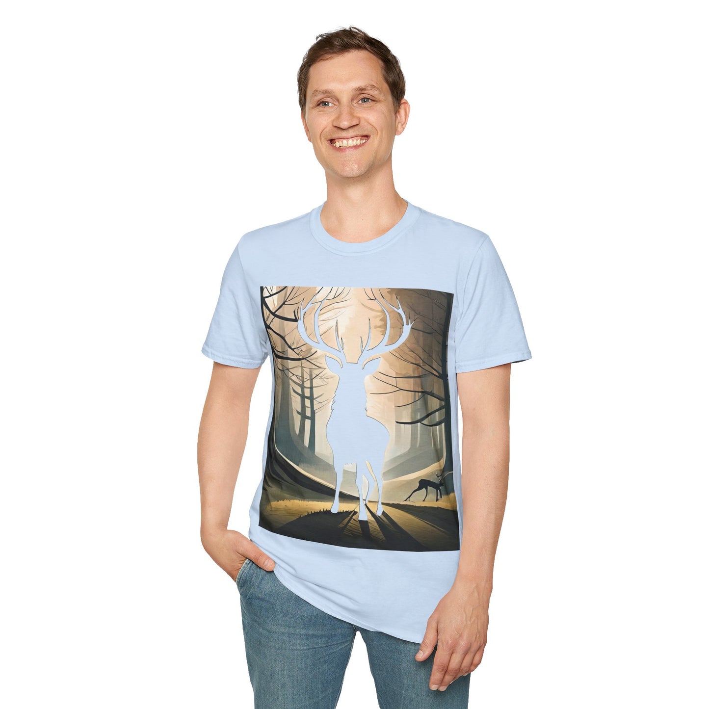 Stag Silhouette Softstyle T-Shirt, Unisex Tee, Scottish Scenery, Various Colours