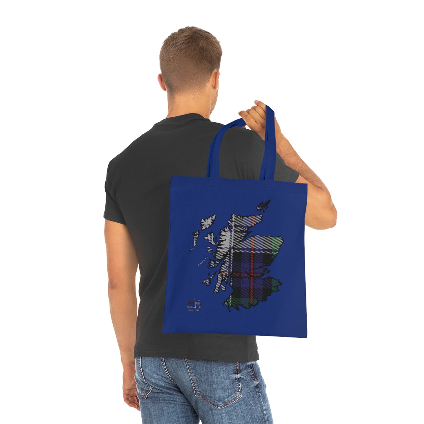 Reversible Scotland Tartan Map Cotton Tote Bag - Argyle Dress Tartan