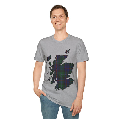 Scotland Tartan Map Softstyle Unisex T-Shirt, Argyle Tartan, Various Colours