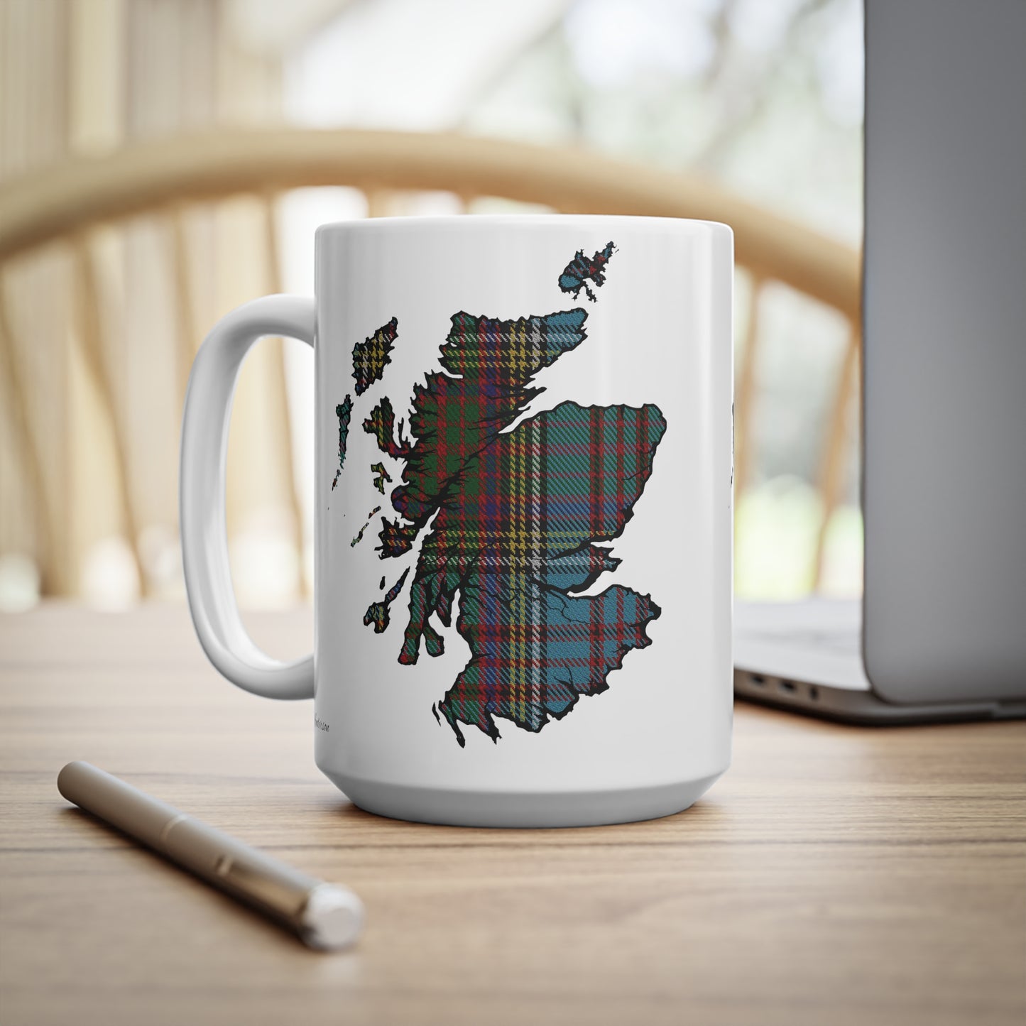 Anderson Tartan Scotland Map Mug, Coffee Cup, Tea Cup, Scotland, White