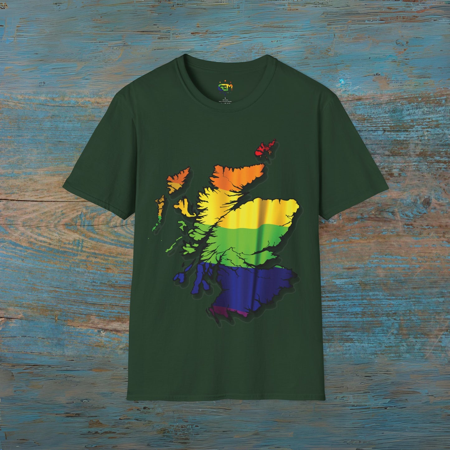 Pride Flag Scotland Map Unisex T-Shirt, Various Colours